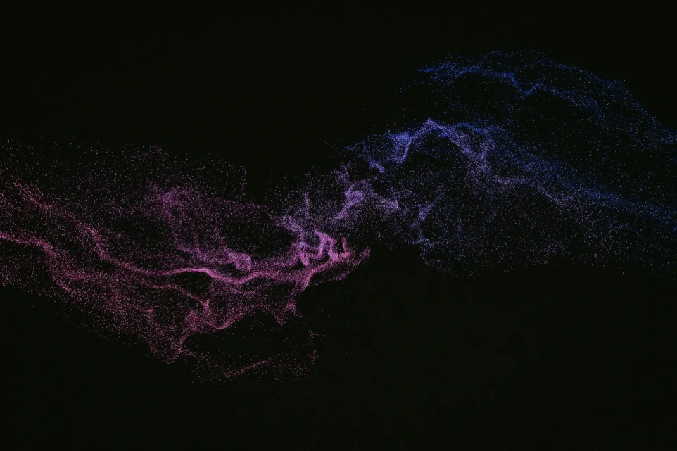 a black background with purple and blue lights